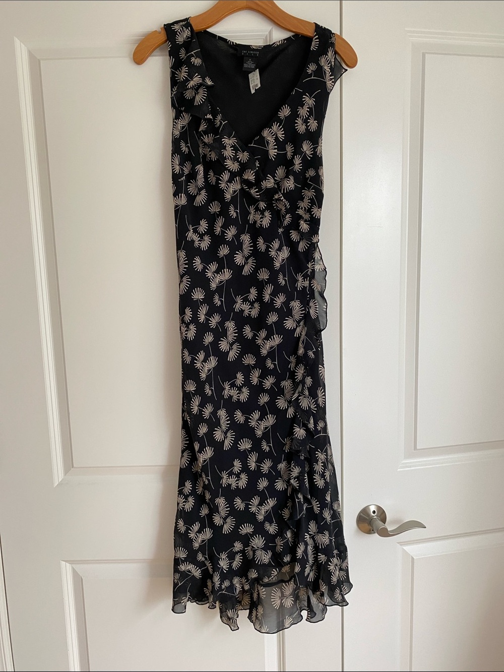 The Limited Black Midi Dress with Cream Floral Print